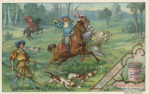 Picture series The Hunt, a classic hunt with meutehunds and riders, picture of love, digitally