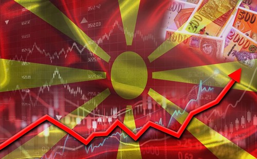 Macedonian economic growth on financial graph. North Macedonia financial growth on market graph