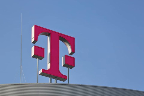 Telekom headquarters emblem, magenta, cover, letter T, Gronau, Bonn, North Rhine-Westphalia,