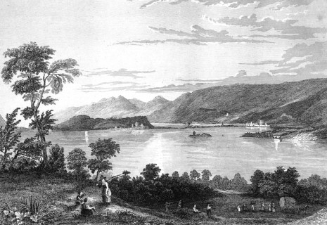 Landscape on Lake Biel around 1880, Switzerland, illustration, reproduction from a model from the