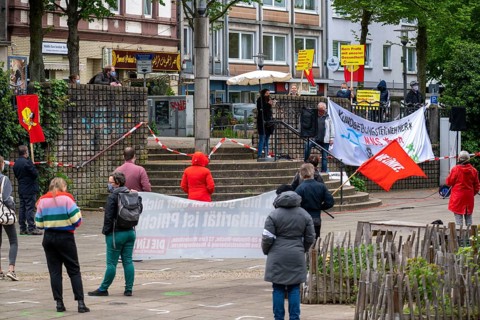 Demonstration on 1 May, on the Weberplatz in Essen, an alliance of left-wing parties and groups had