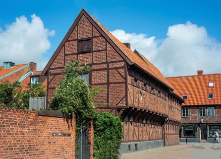 Half-timbered house, typical architecture, from the 17th century in Ystad, Skåne County, Sweden,