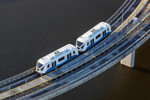 Aerial view people mover from Mitsubishi Airport Orlando, USA