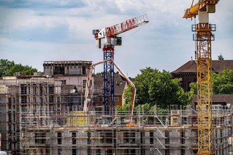 Construction site in Essen-Altendorf, construction of 90 rental flats in 4 buildings, later 550 new
