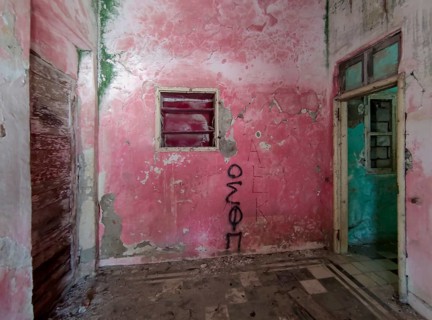 Ruins in the ghost town of Eleousa, Lost Place, Rhodes, Dodecanese, Greek island, Greece