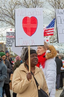 Detroit, Michigan USA - 26 April 2025 - A 'Bridging Our Friendship' rally on the banks of the