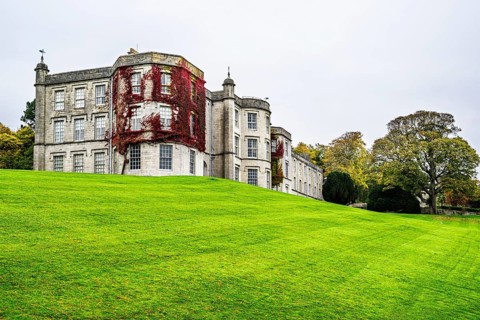 Autumn colors over Plas Newydd House and Gardens and Parkland, Llanfairpwllgwyngyll, Anglesey,