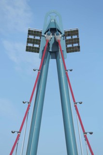 Holbeinsteg pylon, bridge pillar, suspension rope bridge, wire rope, steel structure, cutout,