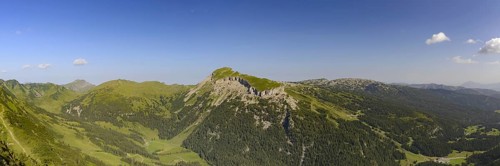 Mountain panorama from Walmedinger Horn, 1990m, to Hoher Ifen, 2230m, Kleinwalsertal, Vorarlberg,