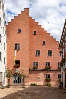 City view of Engen in Hegau. Town Hall in the old town. Engen, Baden-Württemberg, Germany