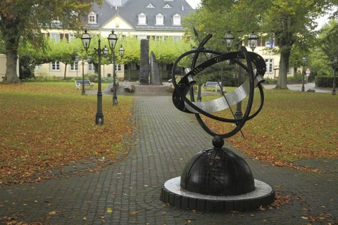 Equatorial sundial at Jagdschloss Niederwald, ball, sundial, Rüdesheim, Upper Middle Rhine Valley,