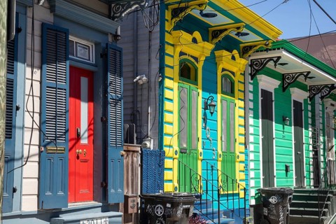 New Orleans, Louisiana - New Orleans residential architecture often features bright colors
