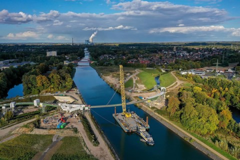Castrop-Rauxel, North Rhine-Westphalia, Germany, new construction of a bridge -jump over the