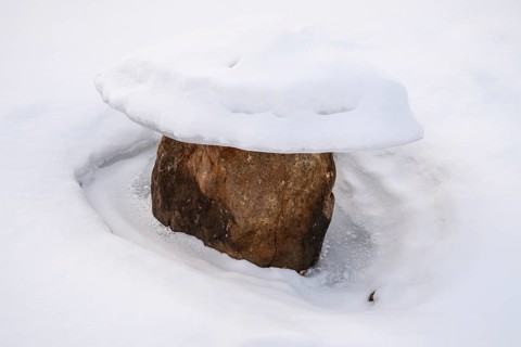 Snowy rock, Lapland, Finland, January 2025