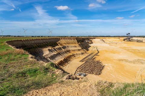 Edge of the Garzweiler II open-cast lignite mine, at the village of Lützerath, which is the last