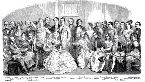 Actor foyer of the Porte-Saint-Martin Theatre. The group portrait brings together the most famous