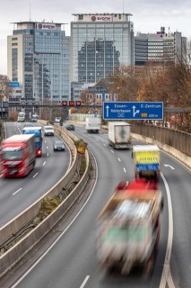Motorway A40, Ruhrschnellweg, skyline of the city centre of Essen, this area would also be affected