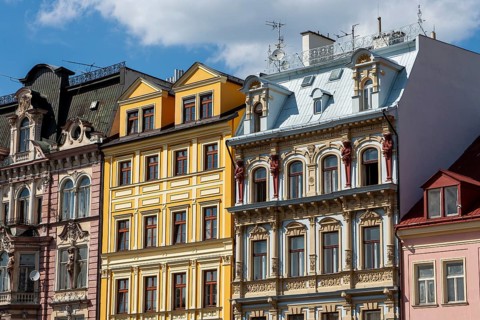 Noble old town houses, restored, Liberec, Czech Republic