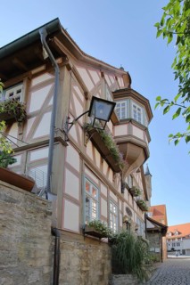 Mayor Alsatian house built in 1717, half-timbered house with bay window, Bad Wimpfen, Neckar