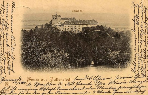 Historical postcard around 1900, Ballenstedt im Harz, castle, Harz district in Saxony-Anhalt,
