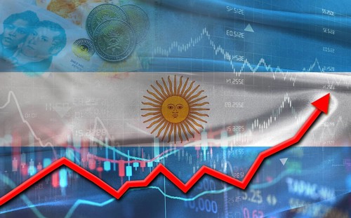 Argentinian economic growth on financial graph. Argentina financial growth on market graph