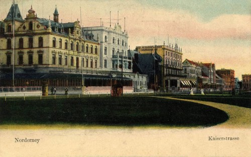 Historical postcard of Kaiserstraße on Norderney, dated 1905, Lower Saxony, Germany, authentic