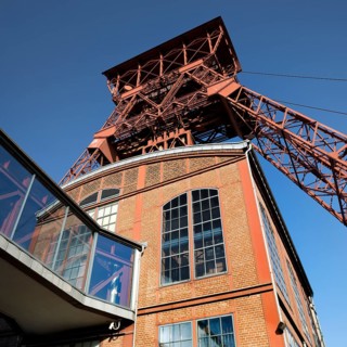 Headframe of the former Rheinpreussen 4 mine, Moers, Ruhr area, North Rhine-Westphalia, Germany