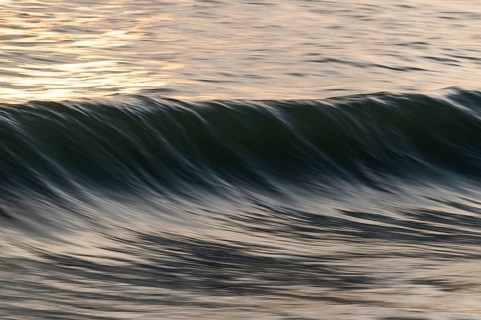 Wave, evening light, long exposure, Houvig Beach, North Sea, Denmark
