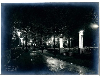 Tiergarten Park, near Zoological Garden, modern lighting, night, Illuminated avenue with street
