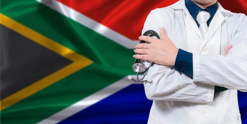 South African national health system, Medical professional holding sthetoscope isolated