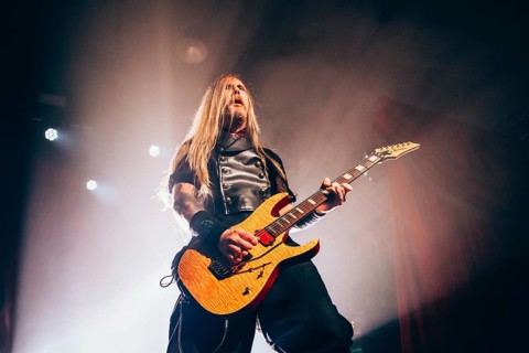 Tim Öhrström, guitarist of the band Avatar live on In The Airwaves Tour at Munich's TonHalle on 05