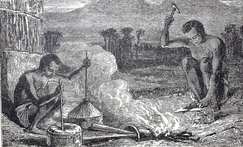 Native blacksmiths from the area around the Zambezi in present-day South Africa, around 1800, after