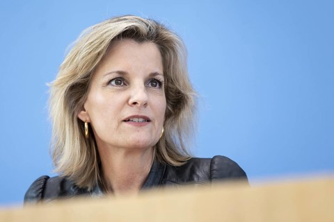 Daniela Ludwig, Member of the German Bundestag (CDU/CSU), at a press conference to present the