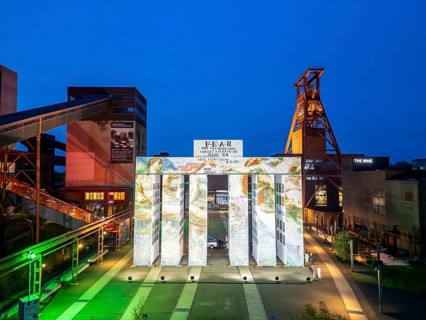 Temporary art installation Global Gate at the UNESCO World Heritage Site Zeche Zollverein,