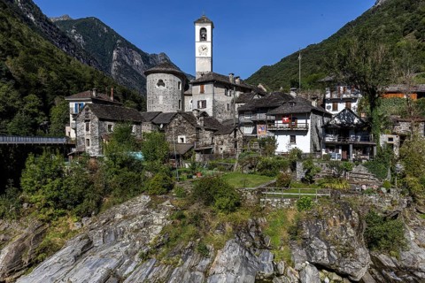 Lavertezzo on the Verzasca, Verzasca Valley, Valle Verzasca, Canton Ticino, Switzerland