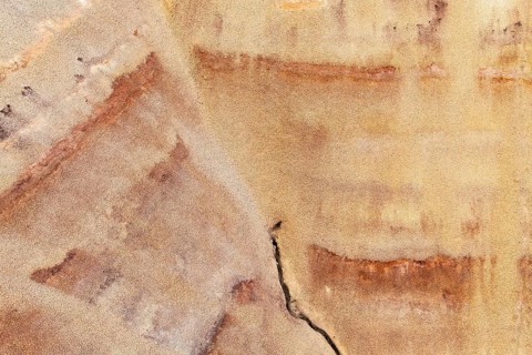 Close up of a multicolored sandstone surface displaying a range of earthy tones with intricate