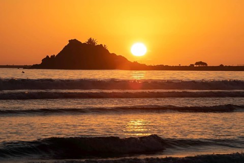 Crescent City, California - Sunset over the Pacific Ocean in northern California