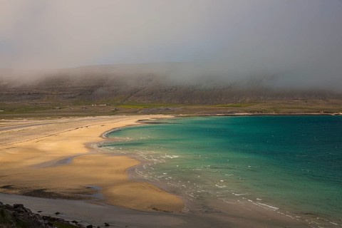 Coastal landscape at the road 612 along Patreksfjördur, NW Iceland