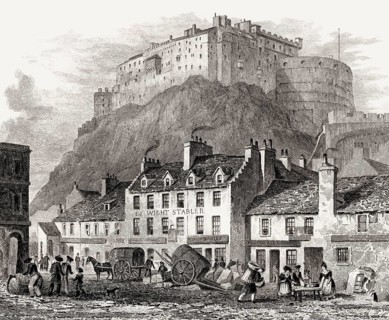 Edinburgh castle, Scotland, 19th century, from Modern Athens by Th. H. Shepherd