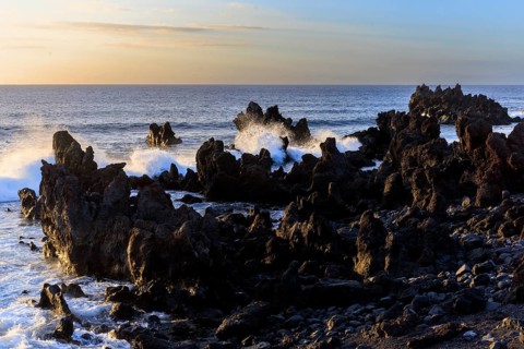 Lanzarote, Canary Islands, Spain, Europe, Los Hervideros, Dramatic coastline with rocks and waves