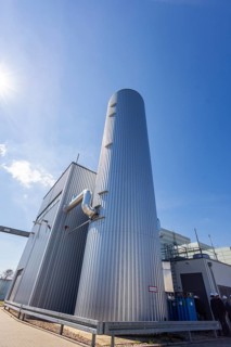 Nossener Brücke gas turbine heating plant, hot water storage, Dresden, Saxony, Germany