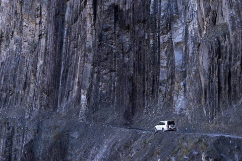 Azerbaijan, jeep in the canyon near Lahic, Baku, Europe, Asia