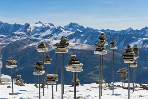 The power place with stone pyramids, esotericism, signs, meditation, art, therapy, peace, energy,