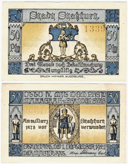 Banknote, emergency money, 50 Pfennig, city of Staßfurt, 1921, Germany, reproduction of a
