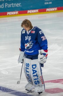 Goalkeeper Arno Tiefensee (Adler Mannheim) at the home game on matchday 50 of the 2023/24 DEL