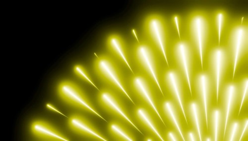 Abstract rendering featuring vibrant yellow light beams radiating from a central point against a