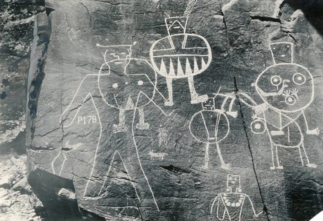 Dry Fork Canyon, Utah, USA, near Vernal, Native Americans, Rock Carvings, Old Petroglyphs with