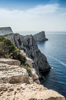 Coast with steep cliffs, Capo Caccia, near Alghero, Sardinia, Italy