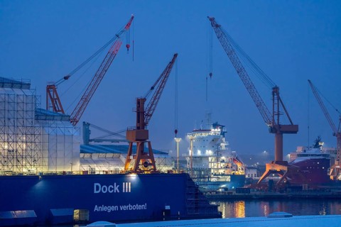 Lloyd Werft Bremerhaven in the overseas harbour of Bremerhaven, Lower Saxony, Germany