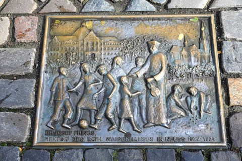 Memorial plaque to Josef Frings, Rector of the Catholic Orphanage, Neuss, Neuß, Rheinkreis Neuss,